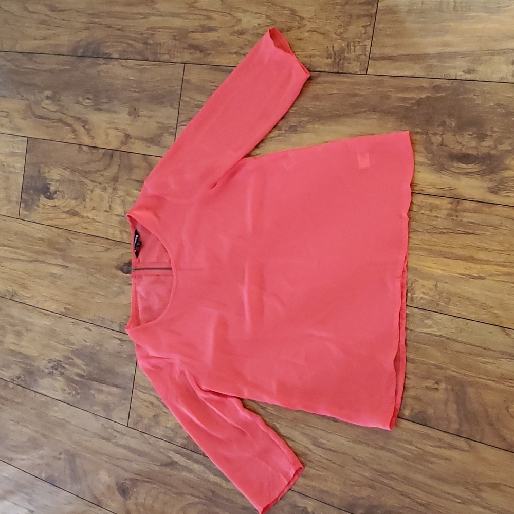 Express Coral Pink One Shoulder Blouse Small